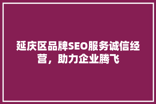 延庆区品牌SEO服务诚信经营，助力企业腾飞