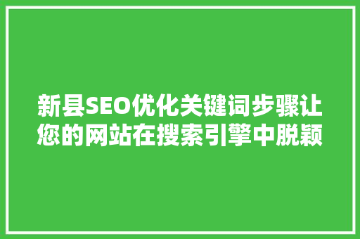 新县SEO优化关键词步骤让您的网站在搜索引擎中脱颖而出
