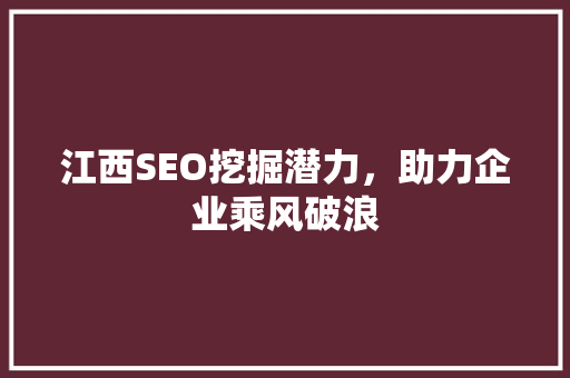 江西SEO挖掘潜力，助力企业乘风破浪