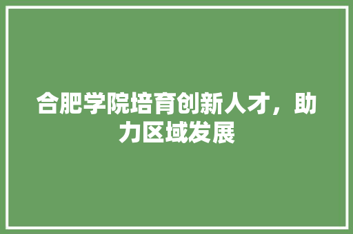 合肥学院培育创新人才，助力区域发展