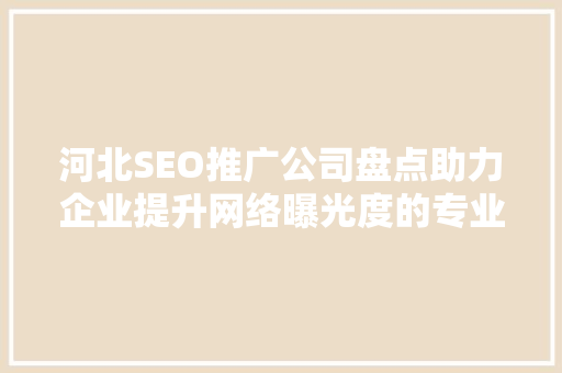 河北SEO推广公司盘点助力企业提升网络曝光度的专业团队  第1张