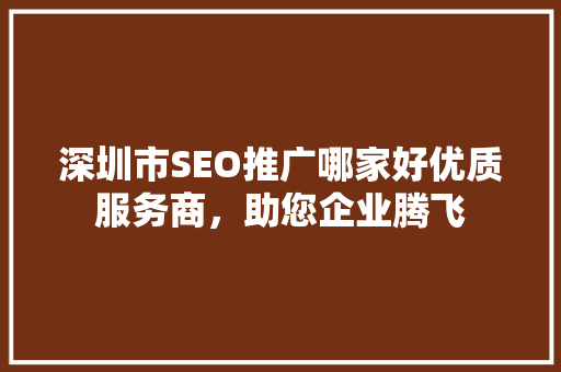 深圳市SEO推广哪家好优质服务商，助您企业腾飞