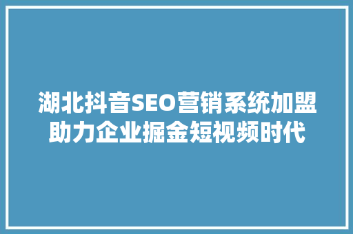 湖北抖音SEO营销系统加盟助力企业掘金短视频时代