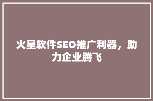 火星软件SEO推广利器，助力企业腾飞