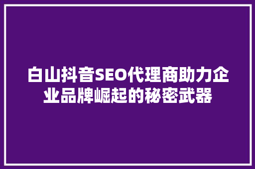 白山抖音SEO代理商助力企业品牌崛起的秘密武器
