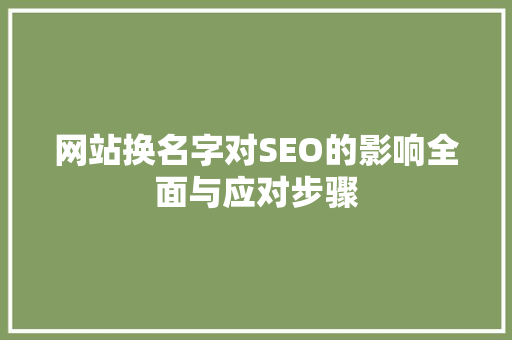 网站换名字对SEO的影响全面与应对步骤