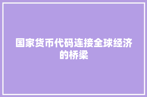 国家货币代码连接全球经济的桥梁