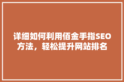 详细如何利用佰金手指SEO方法，轻松提升网站排名
