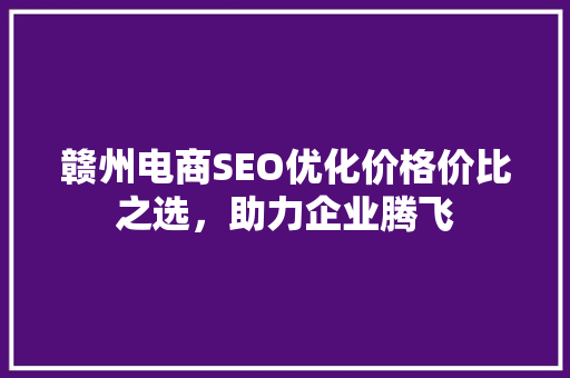 赣州电商SEO优化价格价比之选，助力企业腾飞