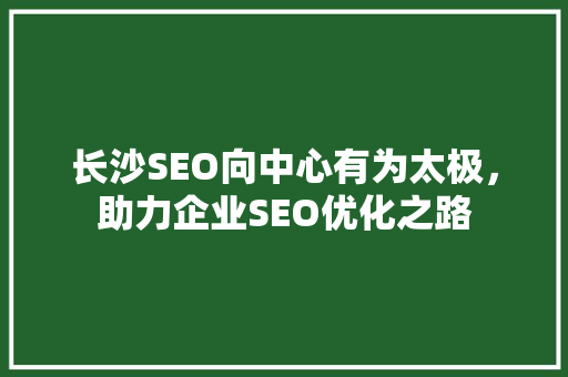 长沙SEO向中心有为太极，助力企业SEO优化之路  第1张