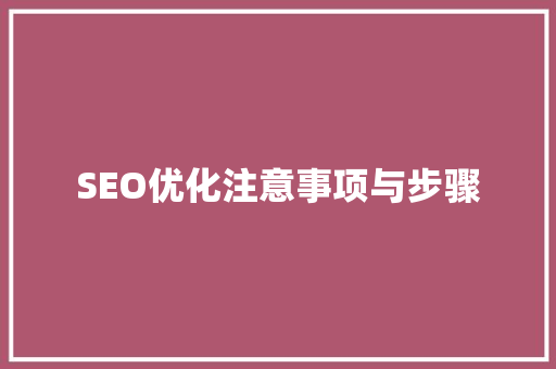 SEO优化注意事项与步骤