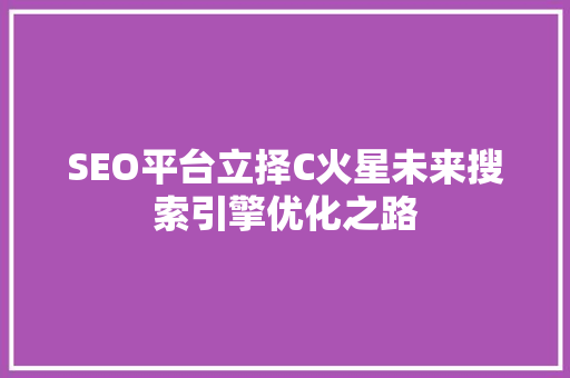 SEO平台立择C火星未来搜索引擎优化之路