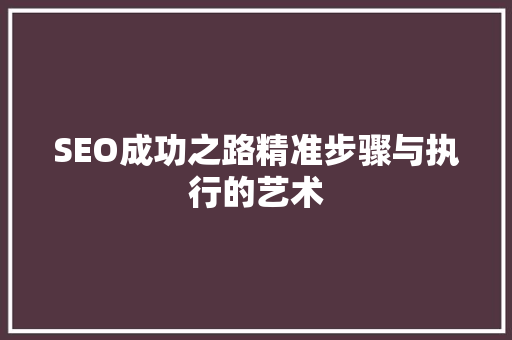 SEO成功之路精准步骤与执行的艺术