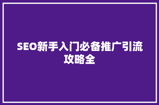 SEO新手入门必备推广引流攻略全