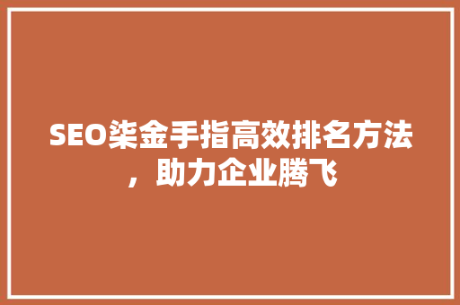 SEO柒金手指高效排名方法，助力企业腾飞