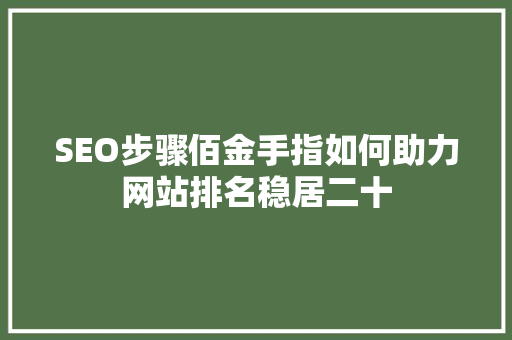 SEO步骤佰金手指如何助力网站排名稳居二十
