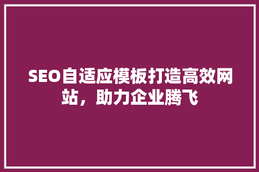 SEO自适应模板打造高效网站，助力企业腾飞