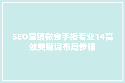 SEO营销微金手指专业14高效关键词布局步骤