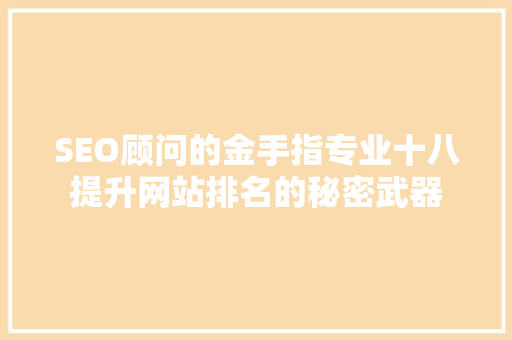 SEO顾问的金手指专业十八提升网站排名的秘密武器