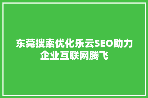 东莞搜索优化乐云SEO助力企业互联网腾飞