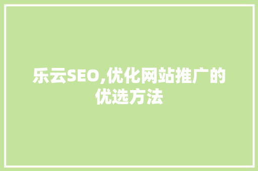 乐云SEO,优化网站推广的优选方法