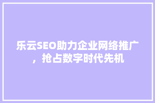 乐云SEO助力企业网络推广，抢占数字时代先机