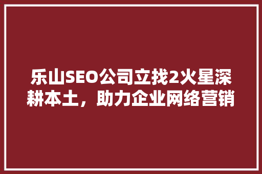 乐山SEO公司立找2火星深耕本土，助力企业网络营销新飞跃