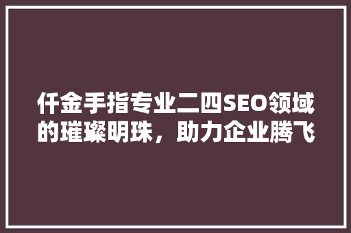 仟金手指专业二四SEO领域的璀璨明珠，助力企业腾飞