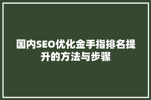 国内SEO优化金手指排名提升的方法与步骤