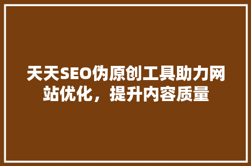 天天SEO伪原创工具助力网站优化，提升内容质量