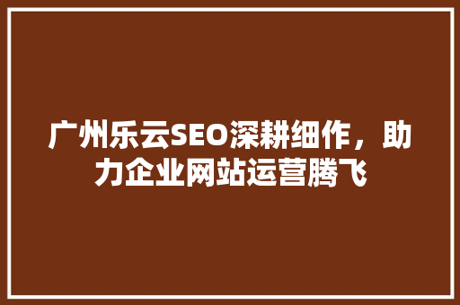 广州乐云SEO深耕细作，助力企业网站运营腾飞
