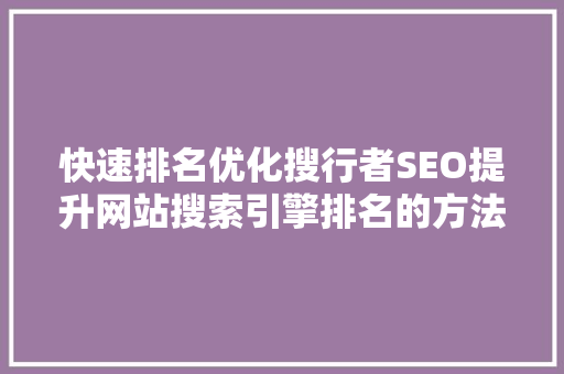 快速排名优化搜行者SEO提升网站搜索引擎排名的方法
