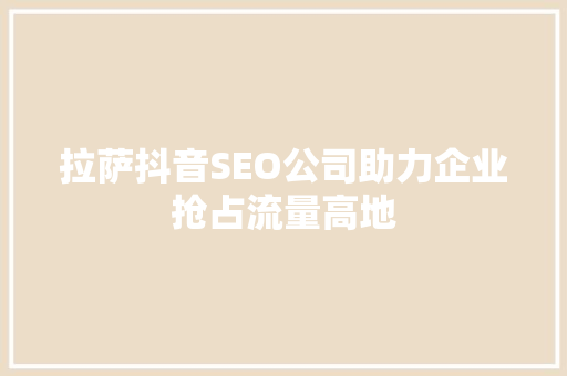 拉萨抖音SEO公司助力企业抢占流量高地