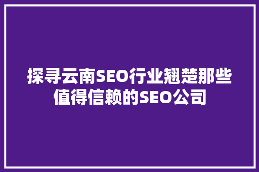 探寻云南SEO行业翘楚那些值得信赖的SEO公司