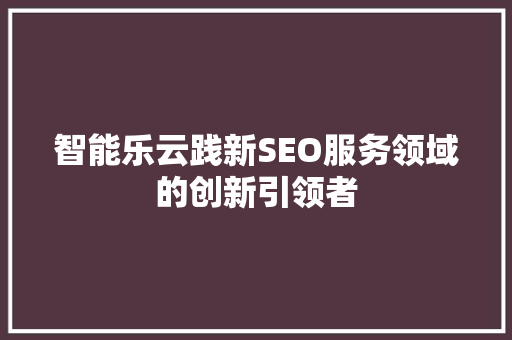 智能乐云践新SEO服务领域的创新引领者
