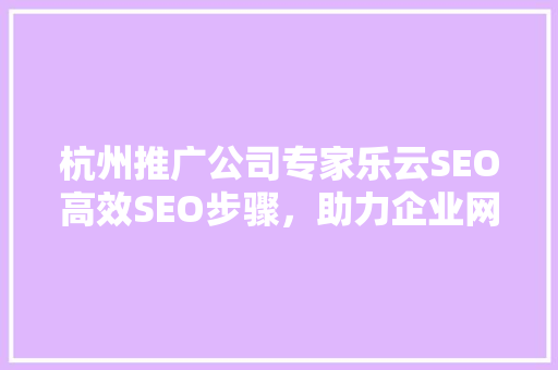 杭州推广公司专家乐云SEO高效SEO步骤，助力企业网络营销腾飞