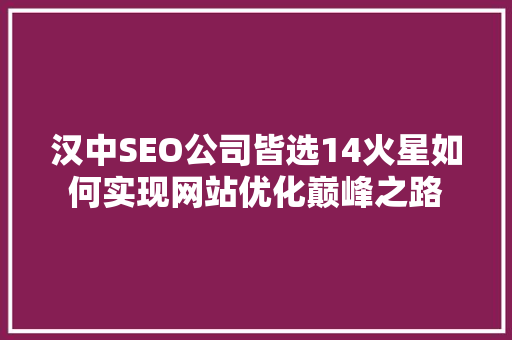 汉中SEO公司皆选14火星如何实现网站优化巅峰之路