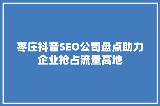 枣庄抖音SEO公司盘点助力企业抢占流量高地