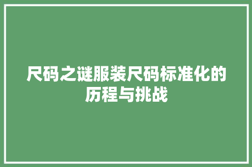 尺码之谜服装尺码标准化的历程与挑战