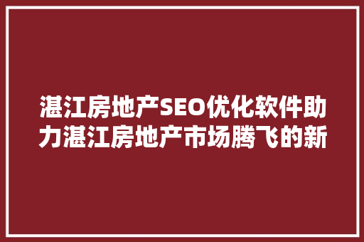 湛江房地产SEO优化软件助力湛江房地产市场腾飞的新引擎