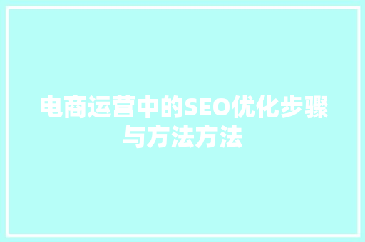 电商运营中的SEO优化步骤与方法方法