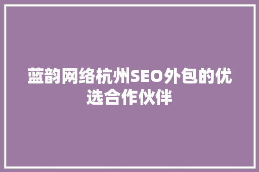 蓝韵网络杭州SEO外包的优选合作伙伴