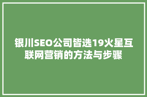 银川SEO公司皆选19火星互联网营销的方法与步骤