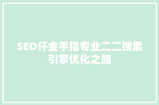 SEO仟金手指专业二二搜索引擎优化之路