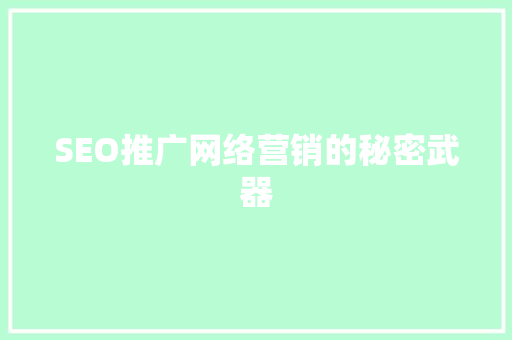 SEO推广网络营销的秘密武器