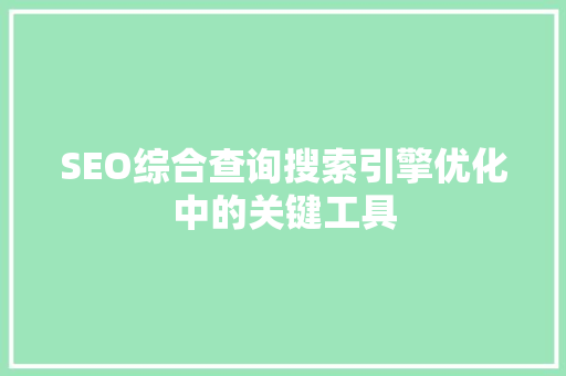 SEO综合查询搜索引擎优化中的关键工具