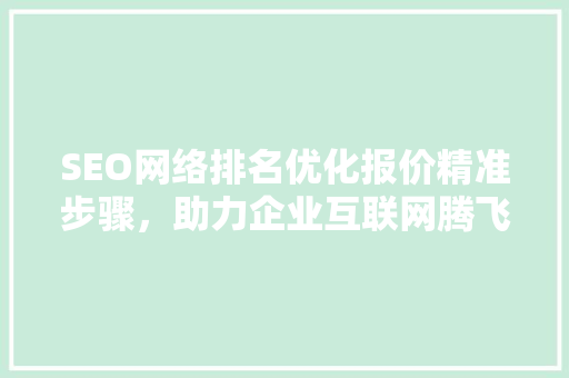 SEO网络排名优化报价精准步骤，助力企业互联网腾飞