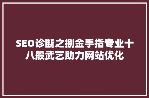 SEO诊断之捌金手指专业十八般武艺助力网站优化