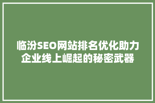 临汾SEO网站排名优化助力企业线上崛起的秘密武器
