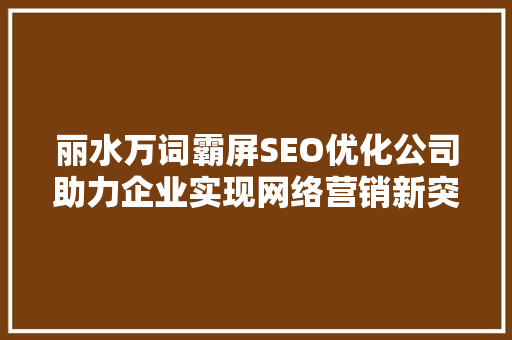 丽水万词霸屏SEO优化公司助力企业实现网络营销新突破